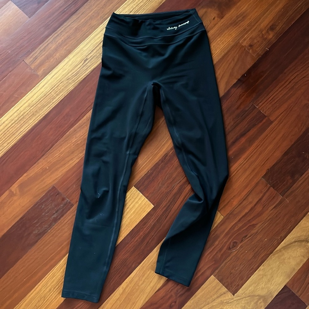 Whitney Simmons gym shark black leggings